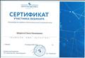 Сертификат участника вебинара  по теме " Литература как предмет эстетического цикла в начальной школе" , 2020 г